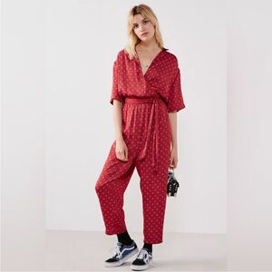 Urban Outfitters Red Printed Jumpsuit